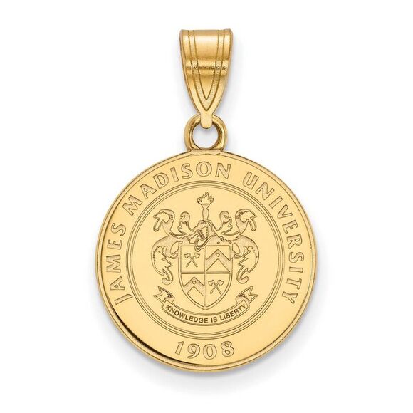 Black Bow Jewelry Co. Jewelry - 14k Gold Plated Silver James Madison U Medium Crest Pendant